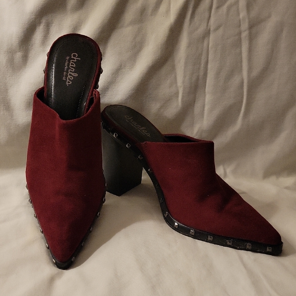 Womens Charles David Dawson Wine Red Mules Size 7.5.